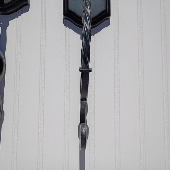 Black Wrought Iron Wall Sconce Pair Pillar Candle Holders Sconces Twisted Scroll - Picture 5 of 14